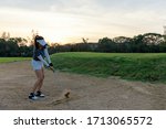 Asian Golfer Woman Playing Golf ...