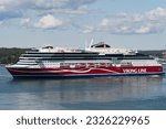 Small photo of Mariehamn, Finland - June 26th 2023: Viking Line Glory Cruise ferry ship MS Viking Glory of the Viking Line company