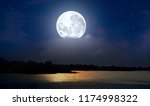 Full Moon Over The Night Lake