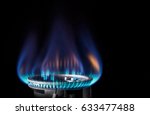 Flame of a gas burner on a dark background