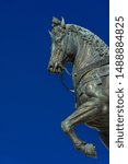 Small photo of War horse from Bartolomeo Colleoni equestrian monument in Venice, cast by renaissance artist Verrocchio in the 15th century (with copy space)