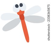 Clip art of red dragonfly deformed like a character