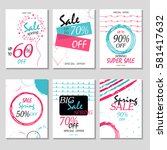 set of 6 spring discount cards... | Shutterstock .eps vector #581417632