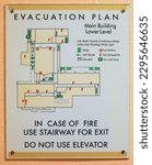 Small photo of Generic classic school office building evacuation plan signage. High quality photo