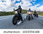 Motorcycle drivers riding in Alpine highway, Nockalmstrasse, Austria, central Europe.