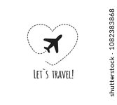 travel logo. heart and airplane.... | Shutterstock .eps vector #1082383868