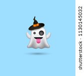 halloween ghost icon. witch hat.... | Shutterstock .eps vector #1130145032