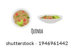 quinoa bowl. top view. flat... | Shutterstock .eps vector #1946961442