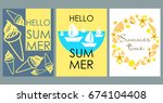 vector set of bright summer... | Shutterstock .eps vector #674104408