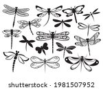Set Of Stylized Dragonflies....