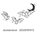 illustration of tree black bats ... | Shutterstock .eps vector #2010559472