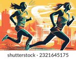 woman running a marathon with...