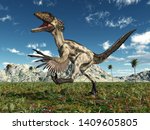 Dinosaur Deinonychus In A...