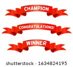 red trohpy ribbons for winners. ... | Shutterstock .eps vector #1634824195