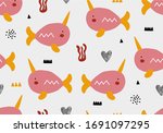 baby pattern with jungle wish ... | Shutterstock .eps vector #1691097295