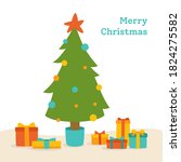 christmas greeting card  tree... | Shutterstock .eps vector #1824275582
