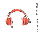 Headphone Headset Icon In Comic ...