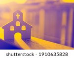Church at home background.Sunday service.Servant, Christianity, Catholic, Cross and Jesus christ.Worship and Praise in Church.Community body of christ.Church design background.Online worship.Lockdown.