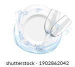 clean plate and glass wines... | Shutterstock .eps vector #1902862042