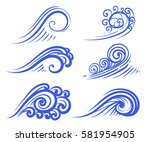wave collection ocean or sea... | Shutterstock .eps vector #581954905