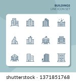 buildings line icon set. bank ... | Shutterstock .eps vector #1371851768
