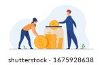 family couple saving money. man ... | Shutterstock .eps vector #1675928638