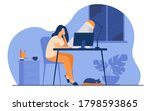 woman working at night in home... | Shutterstock .eps vector #1798593865