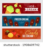 ice cream banners set. cones ... | Shutterstock .eps vector #1908609742