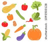 flat colorful vegetables fresh... | Shutterstock .eps vector #1093503128
