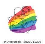 lgbt couple hugging. one gender ... | Shutterstock .eps vector #2023011308