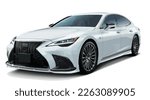 Luxury premium realistic sedan coupe sport colour white elegant new 3d car urban electric es power style model lifestyle business work modern art design vector template isolated background