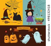 set of halloween ribbons and... | Shutterstock .eps vector #498132418