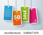 four colored price stickers on... | Shutterstock .eps vector #148067105