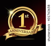 1 years golden anniversary logo ... | Shutterstock .eps vector #401763658