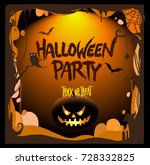 halloween party poster design ... | Shutterstock .eps vector #728332825
