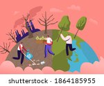 male characters planting... | Shutterstock .eps vector #1864185955