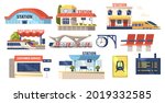 Set Of Icons Railway Station...