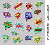 pop art comic speech bubbles... | Shutterstock .eps vector #628333505