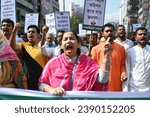 Small photo of Members of Gono Odhikar Parishad held a demonstration in front of Bangladesh Nationalist Party's closed head office during on the first day of 48-hours nationwide strike in Dhaka, on November 19, 2023