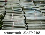 Small photo of Malaysian primary school previous syllabus textbooks waiting to be disposed of