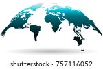 beautiful globe map in deep... | Shutterstock .eps vector #757116052