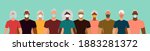 diverse people crowd in... | Shutterstock .eps vector #1883281372