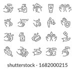 washing hands and hygiene icons ... | Shutterstock .eps vector #1682000215