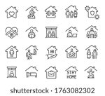 stay home icons set. collection ... | Shutterstock .eps vector #1763082302