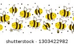 seamless border with cute honey ... | Shutterstock .eps vector #1303422982