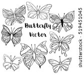 Set Of Vector Butterflies...