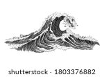 sea wave sketch. hand drawn... | Shutterstock . vector #1803376882