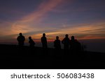 people silhouette in the early... | Shutterstock . vector #506083438