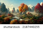 Chinese Autumn Landscape With...