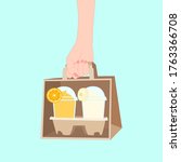 hand is holding the paper bag... | Shutterstock .eps vector #1763366708